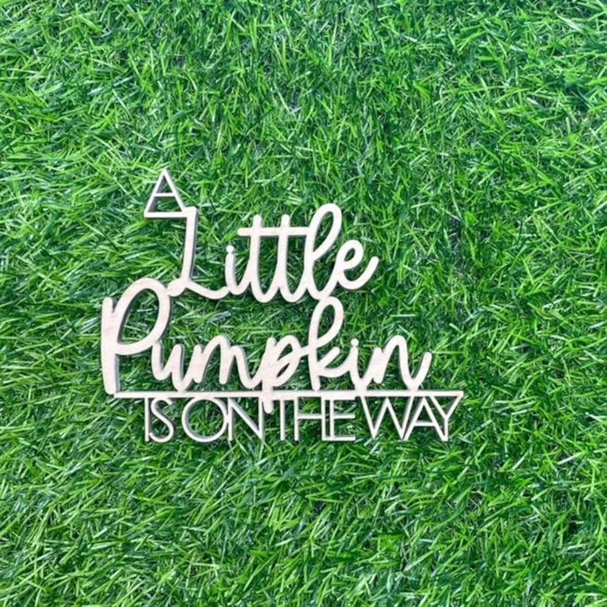 BabyOneStop Our Little Pumpkin Is On The Way Wooden Baby Shower Backdrop Sign