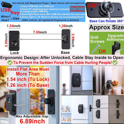 SHENZHEN Bstsilver Biometric Fingerprint Fridge Lock 2-Pack