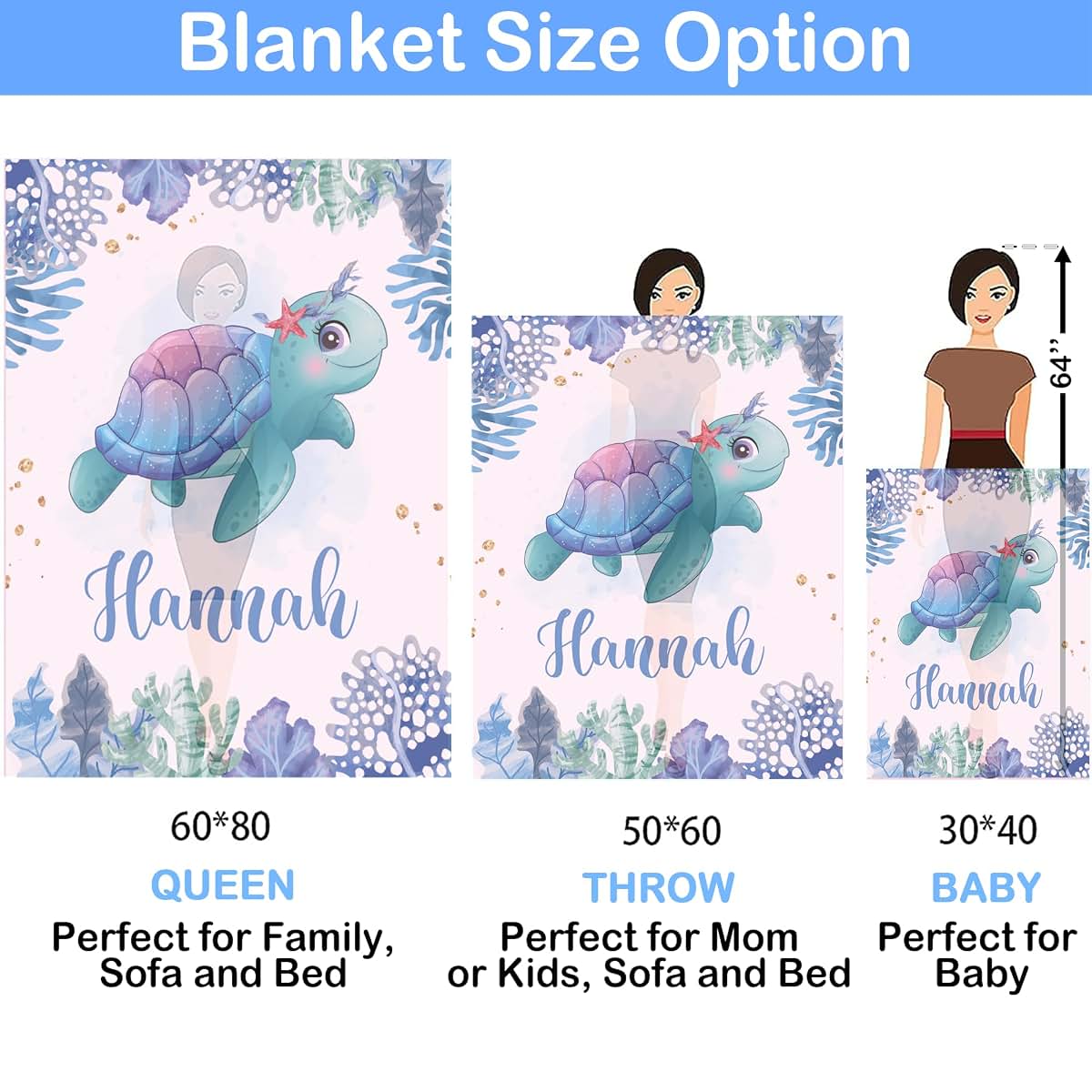 Voz Personalized Baby Blankets with Name, Customized Baby Blankets for Girls- Bear Baby Blanket, Best Gift for Baby (photo 2)