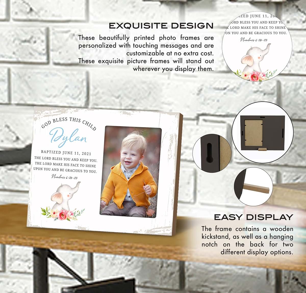 LifeSong Milestones Personalized Baptism Picture Frame for 4x6 Photos