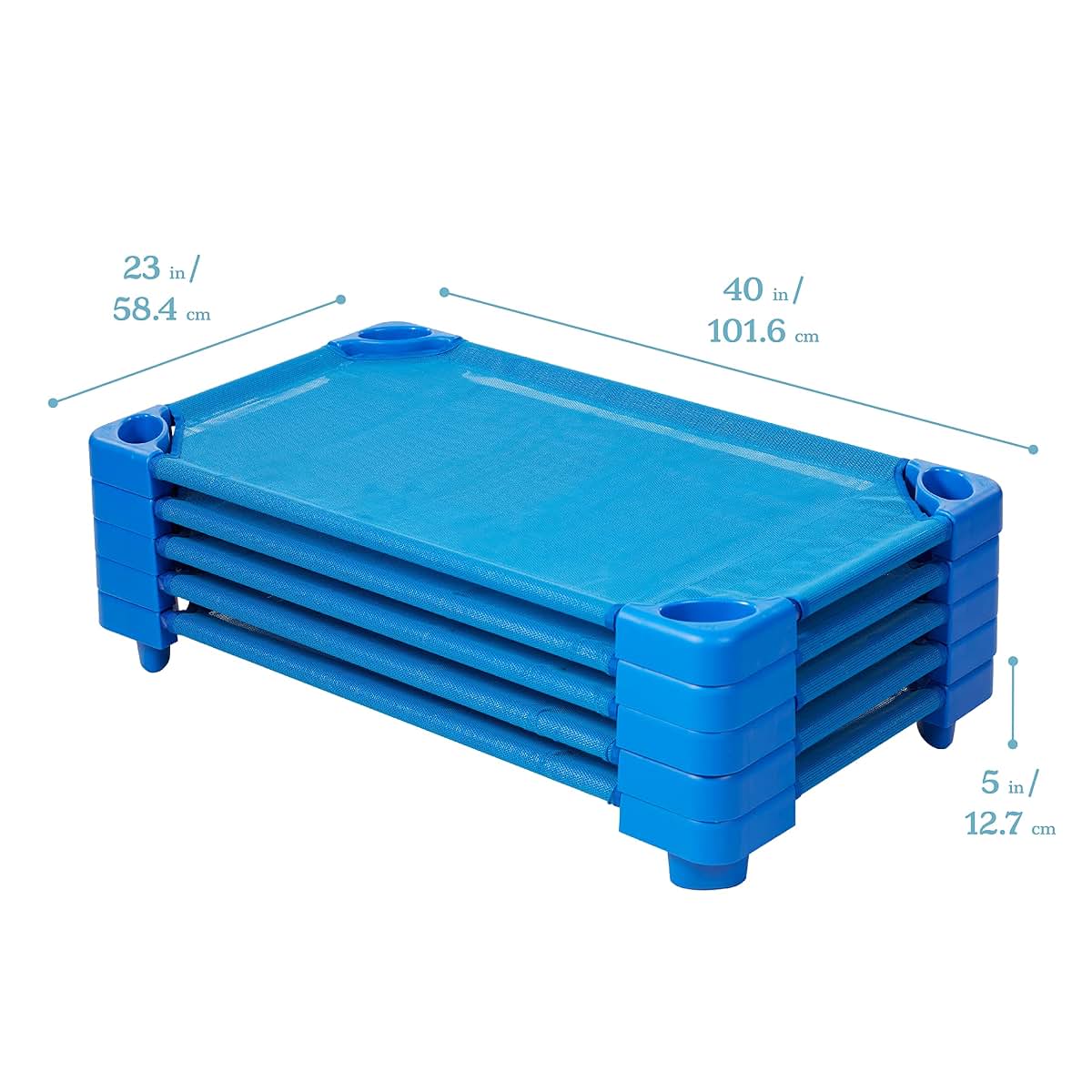 ECR4Kids Stackable Kiddie Cot, Ready-To-Assemble, Toddler Size, Classroom Furniture, Blue, 6-Pack (photo 2)