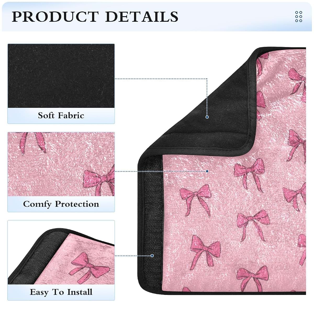 Vdsrup Pink Bow Ribbon Car Seat Strap Covers