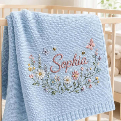 Noni Personalized Baby Blanket Embroidered with Name, Custom Knit Baby Blanket for Girls Boys, Newborn Baby Gift, Gift (photo 4)