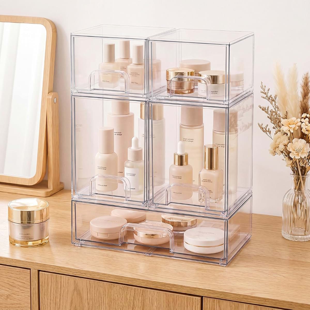 Degeyoyo Clear Acrylic Baby Bottle Storage Organizer Set