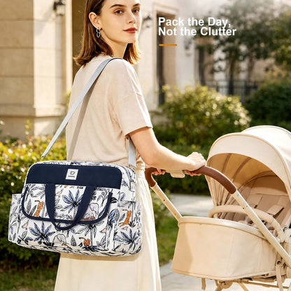 Kixqul Diaper Bag Tote, Safari Navy Blue, Waterproof Oxford Travel Bag (photo 3)