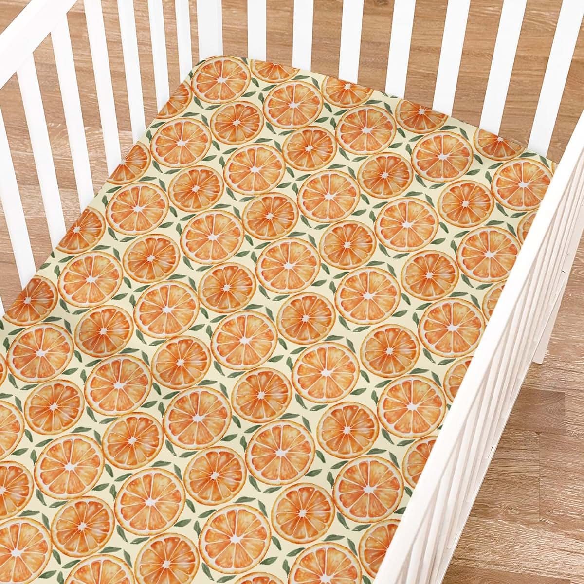 BabyOneStop Orange Tropical Fruit Crib Sheet for Standard Crib and Toddler Mattress, 52x28 Inch