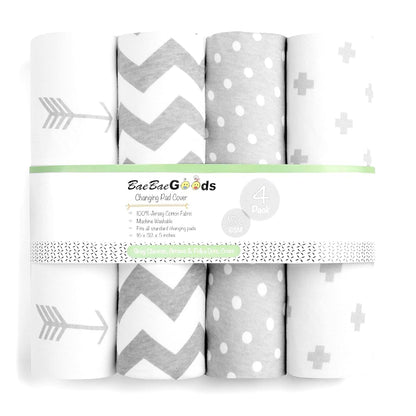 BaeBae Goods Premium Baby Changing Pad Covers 4 Pack – Boy or Girl Changing Pad Cover – Pure Jersey Machine Washable