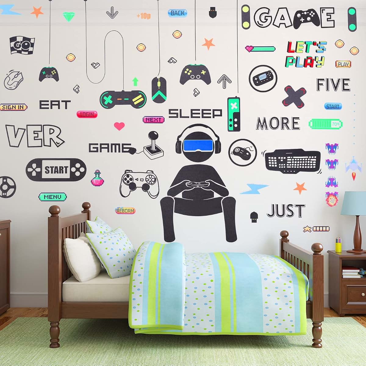 BabyOneStop Gamer Wall Decals Removable PVC Video Game Stickers