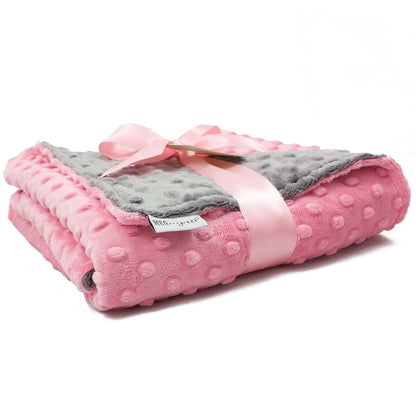 Meg Original Paris Pink & Charcoal Gray Minky Dot Baby Blanket (photo 2)