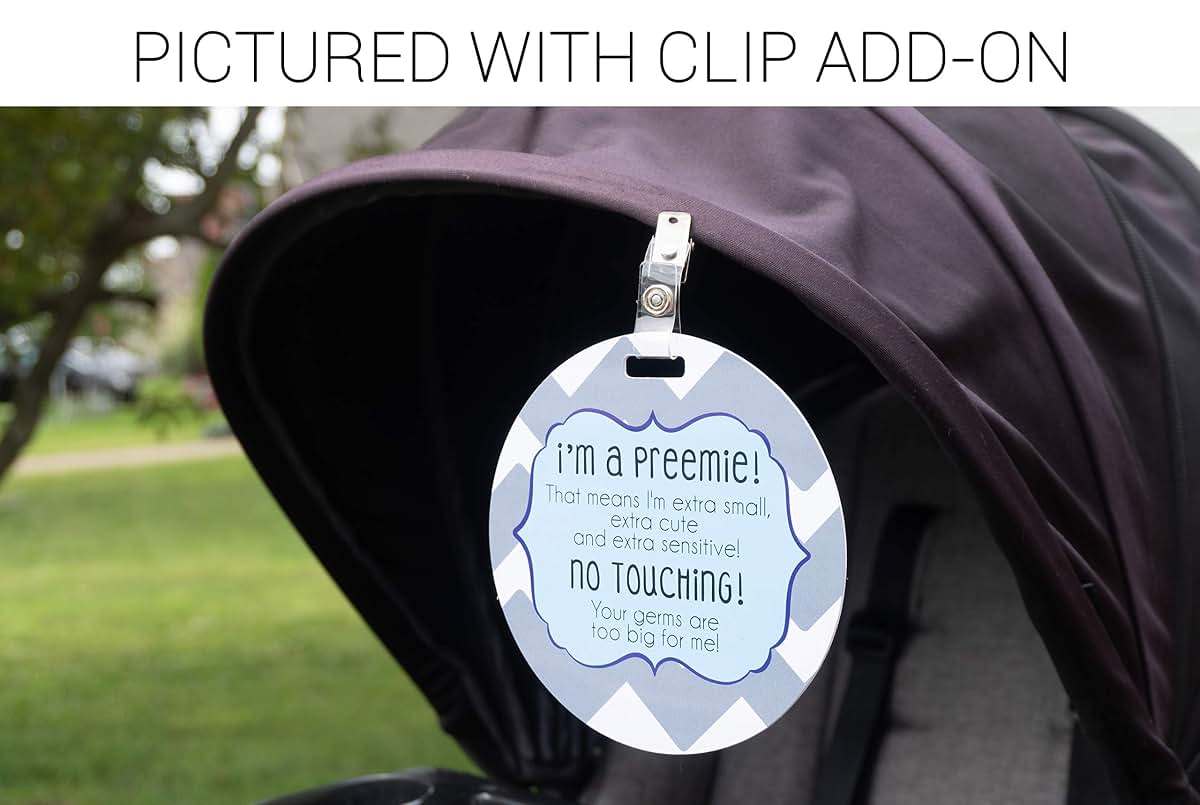 Three Little Tots Two Pack - Blue Boy Preemie No Touching Baby Car Seat and Stroller Signs Gift - CPSIA Safety Tested (photo 2)