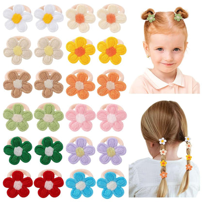 Jollybows Toddler Hair Ties Set for Girls - 24 Piece Flower Elastic Accessories