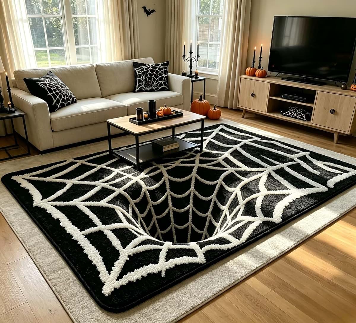 Cheuinr Halloween Spiderweb Washable Rug (photo 2)
