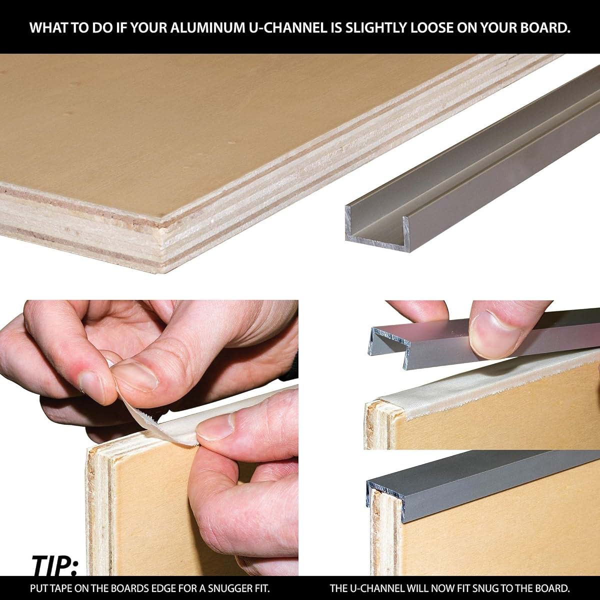 Outwater 1-7/8 Inch Aluminum U-Channel 46 Inch Length Pack of 3 for Furniture Edge Protection