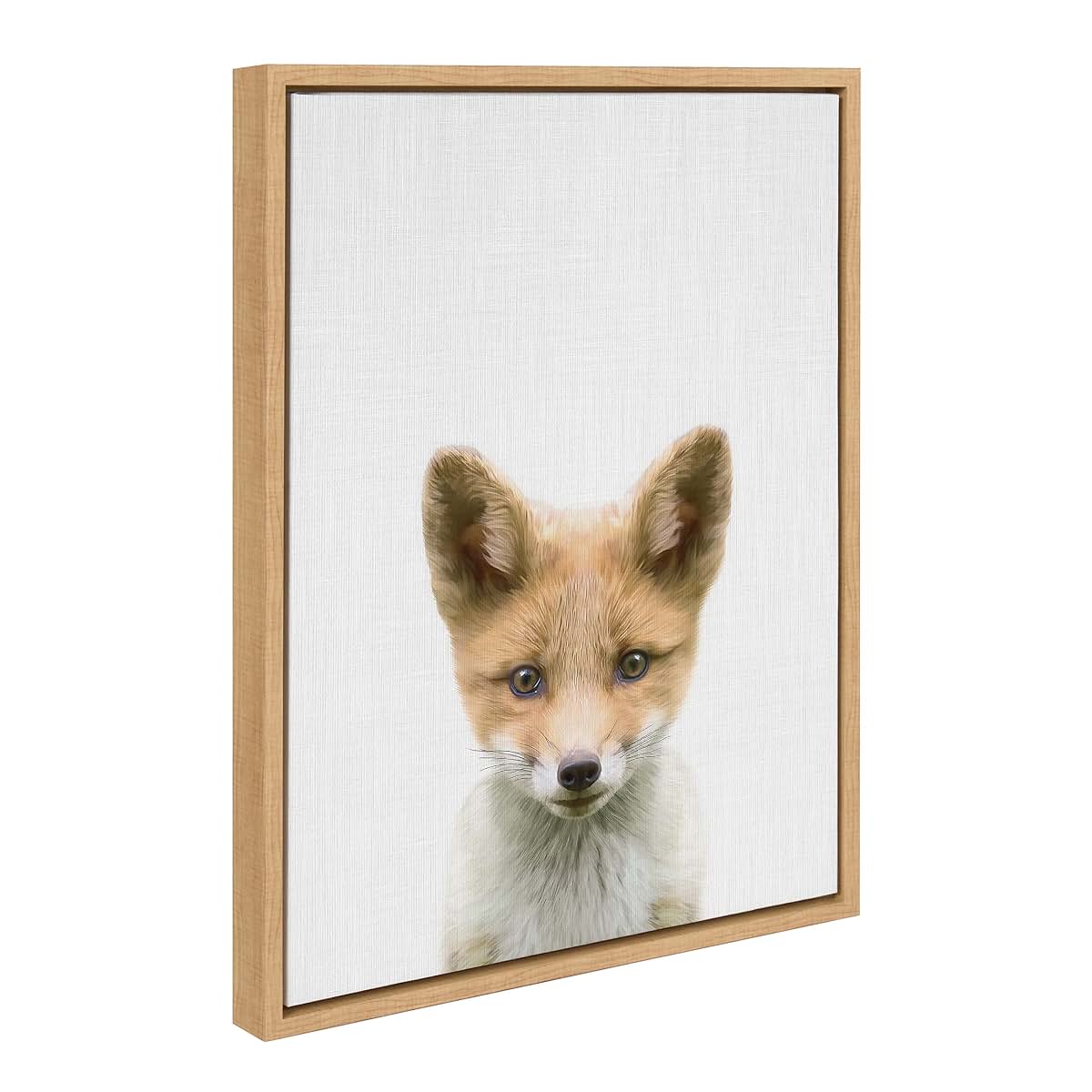 Kate and Laurel Sylvie Baby Fox Framed Canvas Art for Nursery Decor