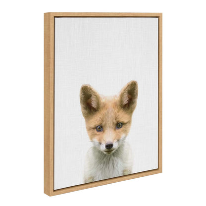 Kate and Laurel Sylvie Baby Fox Framed Canvas Art for Nursery Decor