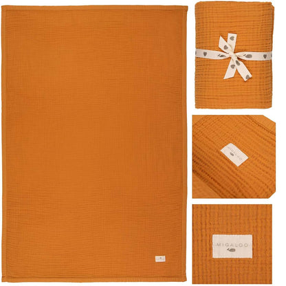 Migaloo Muslin Swaddle Blanket, Tangerine 4-Layer Cotton (photo 4)