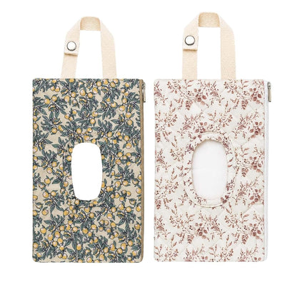 Hadnves 2 Pcs Quilted Diaper Wipes Pouch Hanging Stroller Floral Wet Bag