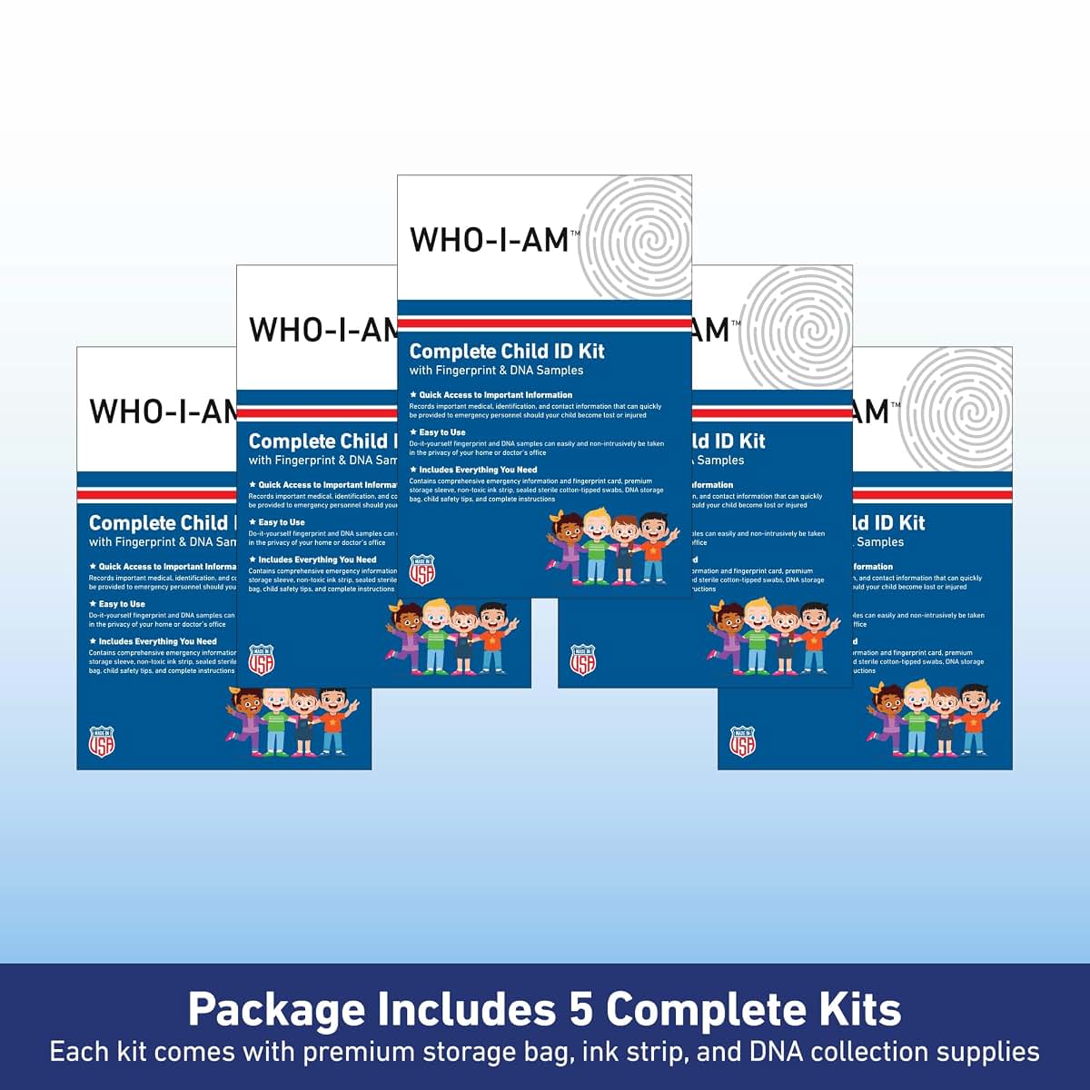 KidStar Safety Who-I-Am Child ID Kits with Fingerprint & DNA Samples (5 Pack) (photo 2)