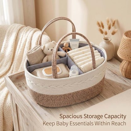WeaveDecor Baby Diaper Caddy Organizer with Removable Compartments, 14.2"L x 7"W x 8.7"H, 100% Handmade Woven Cotton (photo 2)