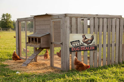 URVIP Local Egg Dealer Funny Chicken Coop Sign Aluminum 8x12 Inches