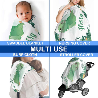 Voz Personalized Baby Blankets with Name, Customized Baby Blankets for Boys - Dinosaur Baby Blanket, Best Gift for (photo 3)