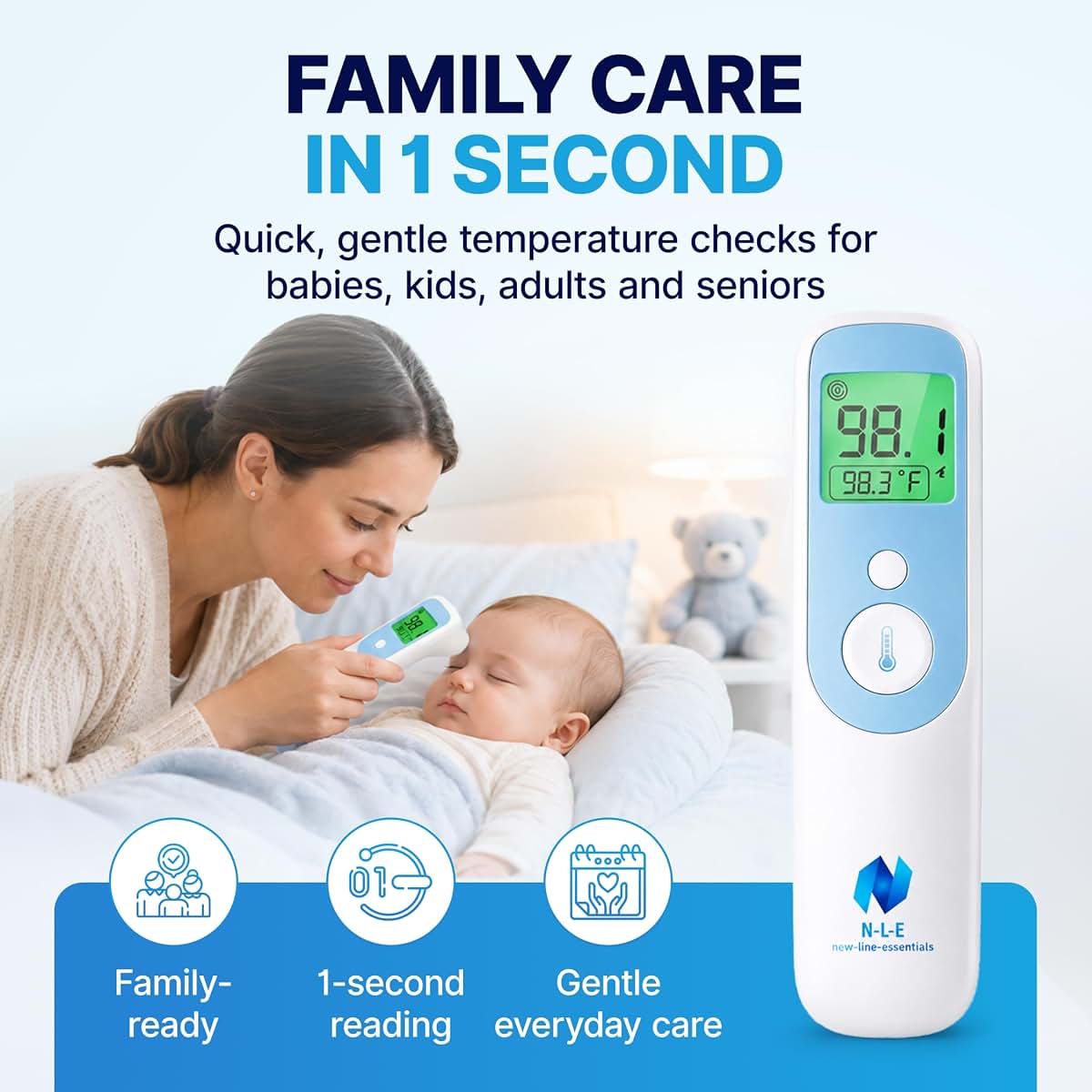 N-L-E-New-Line-Essentials Clinical Thermometer for Forehead and Ear (photo 2)