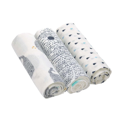 Lassig Large Muslin Swaddle Blanket Little Water Whale