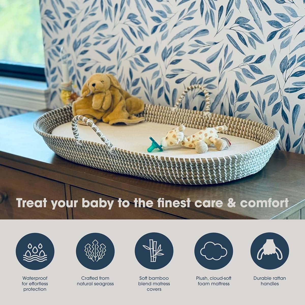 CeceliaClaire Seagrass Luxury Baby Changing Set With Pad And Diaper Caddy Organizer (photo 4)