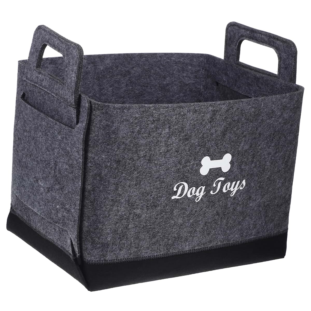 SOLUSTRE Pet Toy Storage Basket Felt Organizer Grey with Side Handles