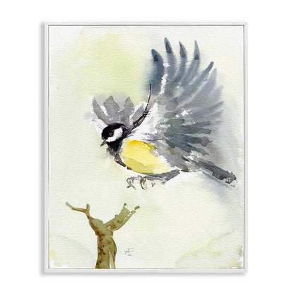 Stupell Industries Yellow Belly Bird Watercolor Framed Wall Art