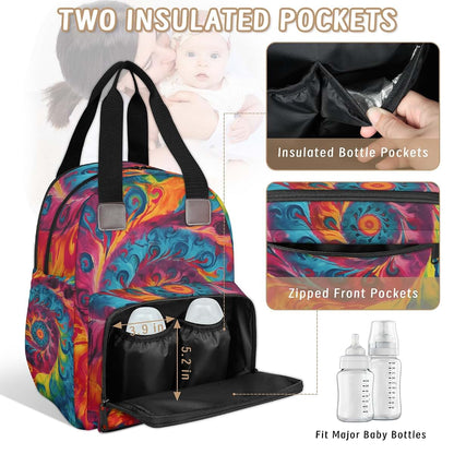Skonsati Colorful Spiral Fire Baby Diaper Bag Backpack with USB Charging Port