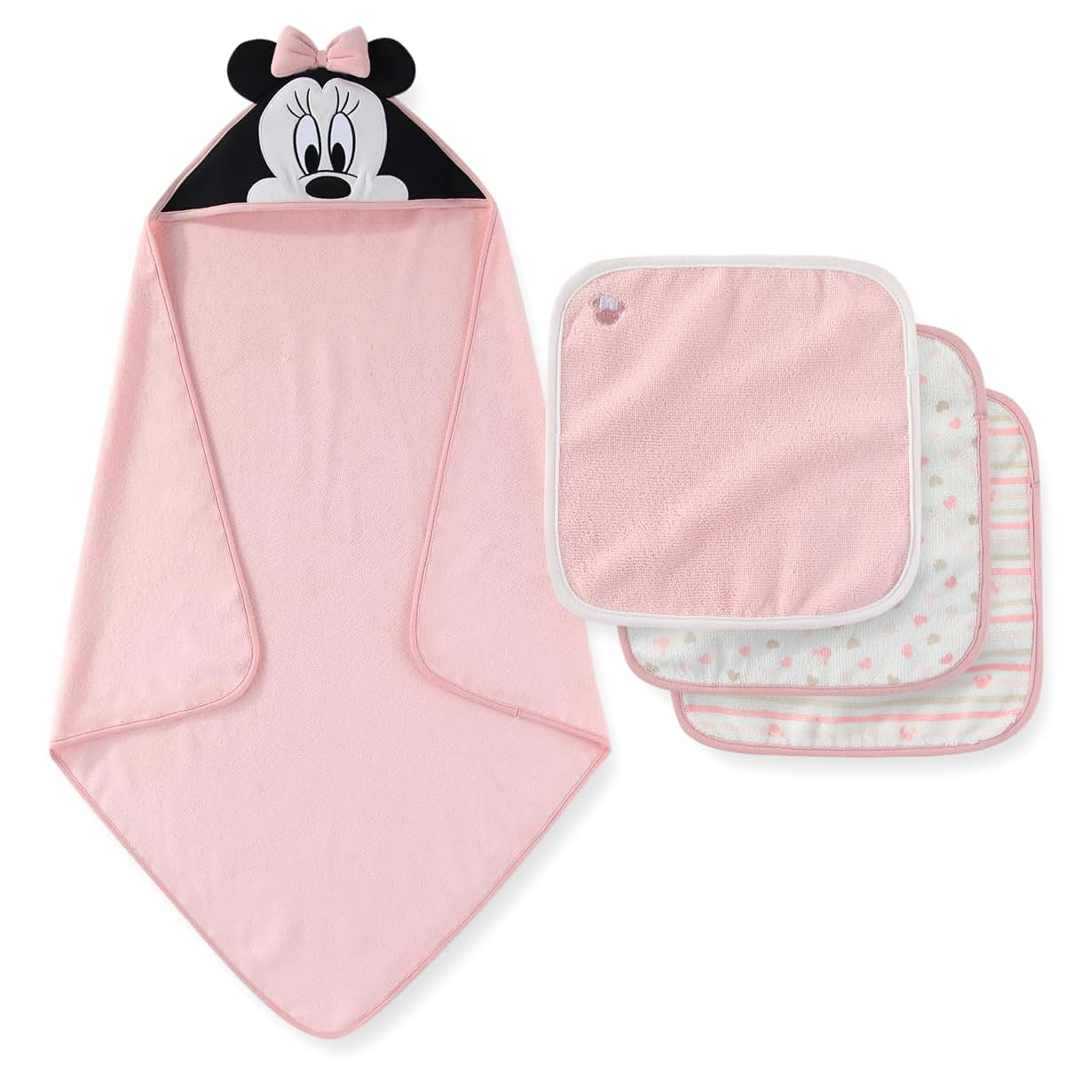 Minnie Mouse Hooded Bath Towel Set for Newborns and Infants
