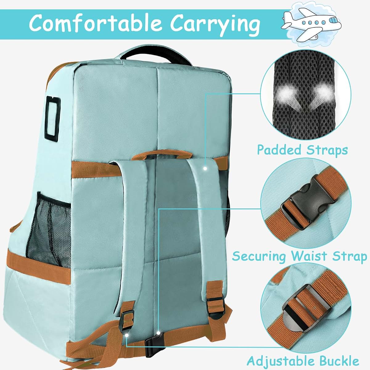 YOREPEK Padded Car Seat Travel Bag 17x17x28 Inch