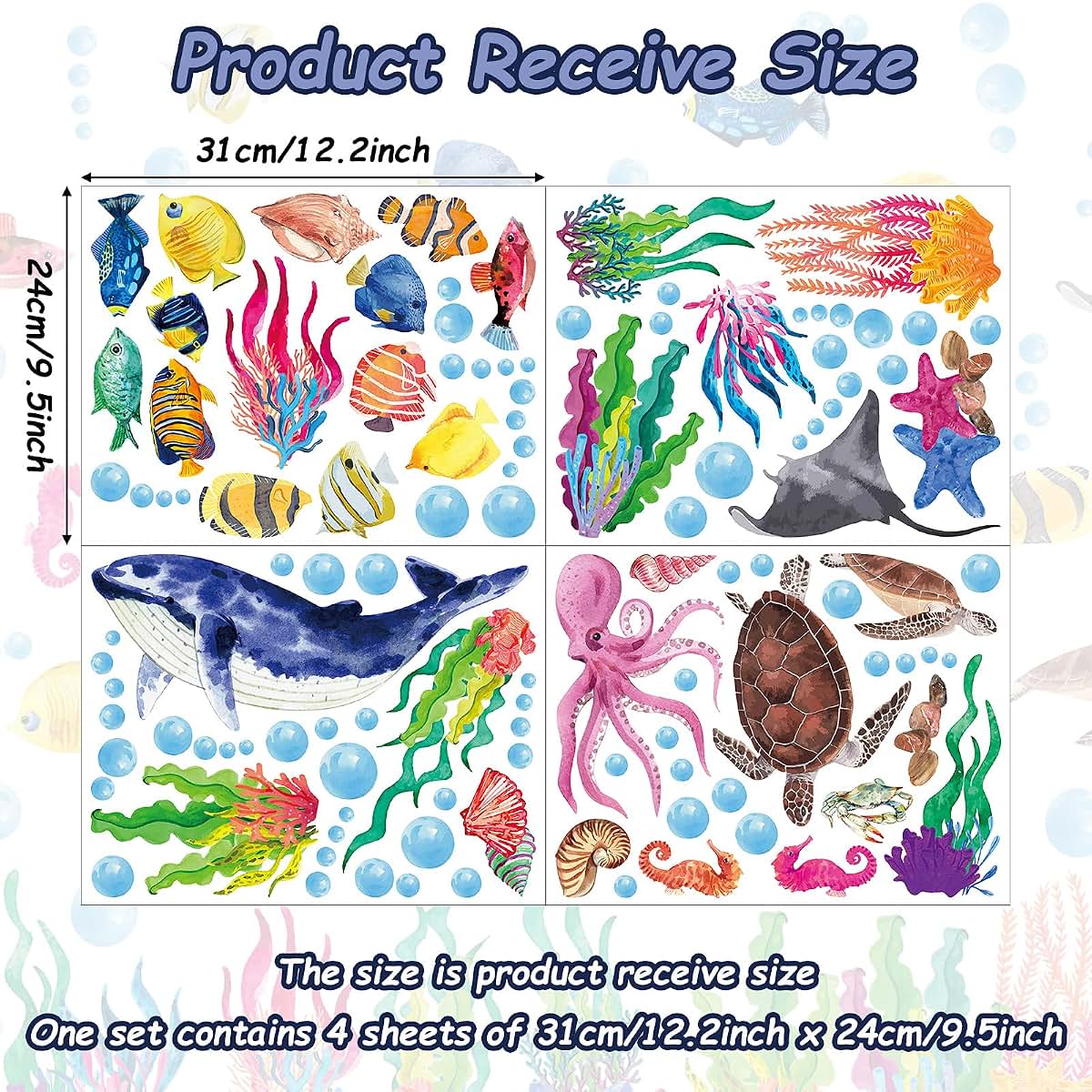 Chinco Ocean Life Wall Decals Under The Sea Decor For Kids
