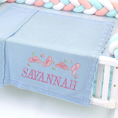 SWaddle AN Personalized Custom Baby Name Blanket With Dogs Design And Soft Knit (photo 4)