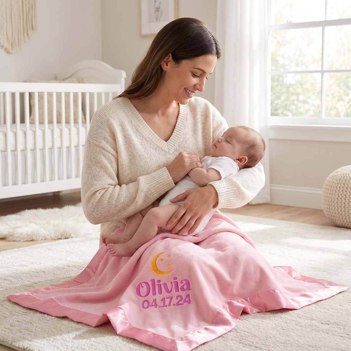 Custom Empire Shop Ships Next Day Personalized Baby Blanket with Embroidered Name - Soft Customized Baby Blanket for (photo 4)