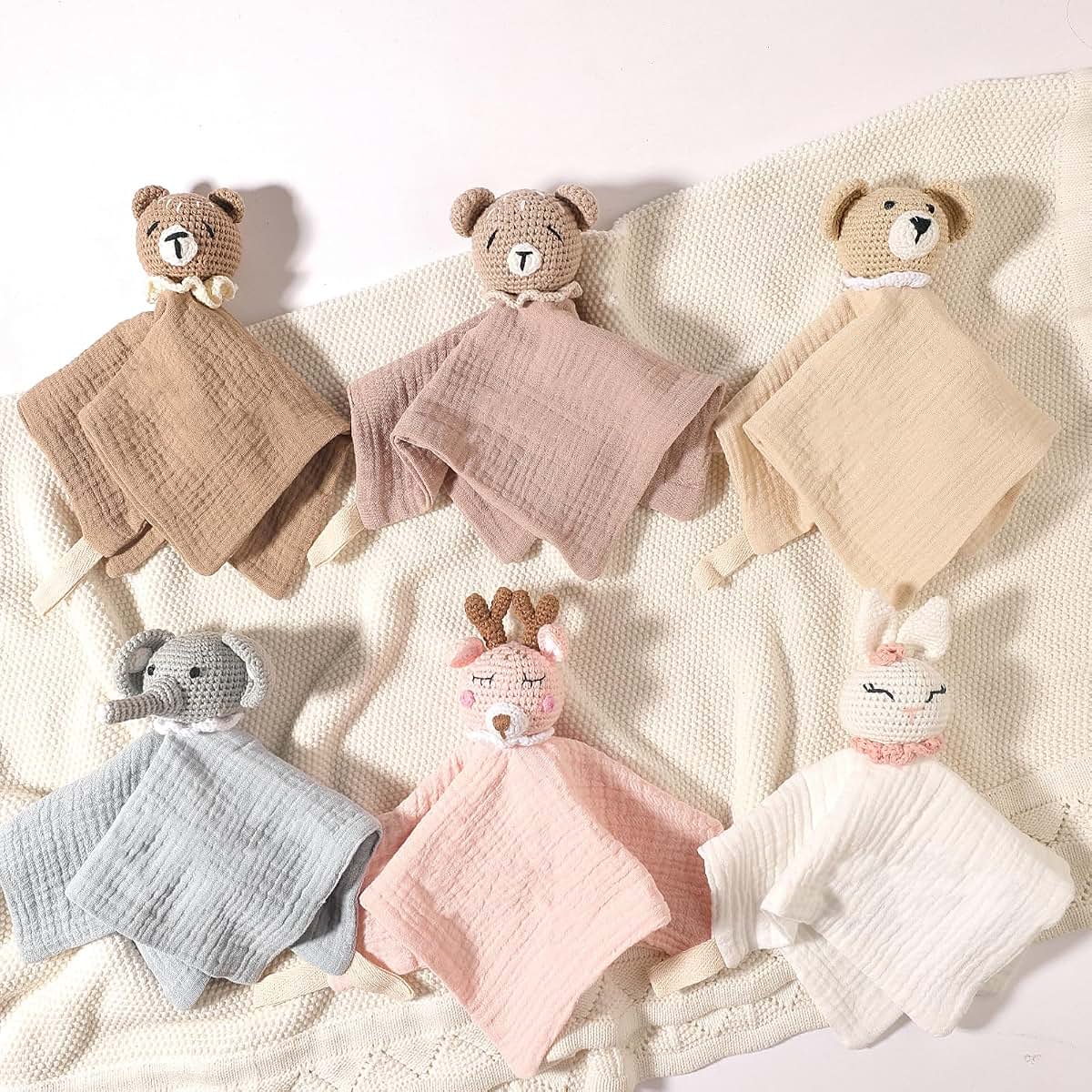 Menglansi Animal Crochet Security Blanket And Cotton Soothing Towel (photo 2)