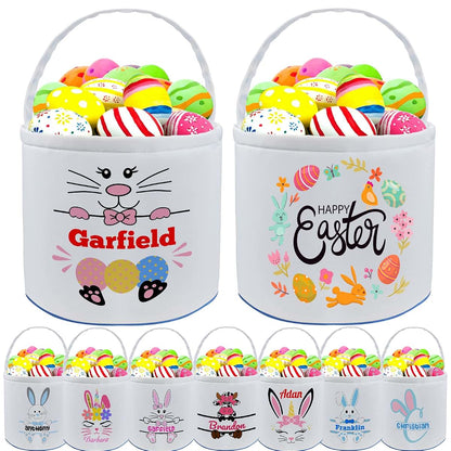 Farmelov Personalized Easter Baskets for Girls Boys Kids with Name Custom Buny Easter Basket Customized Easter Egg Tote
