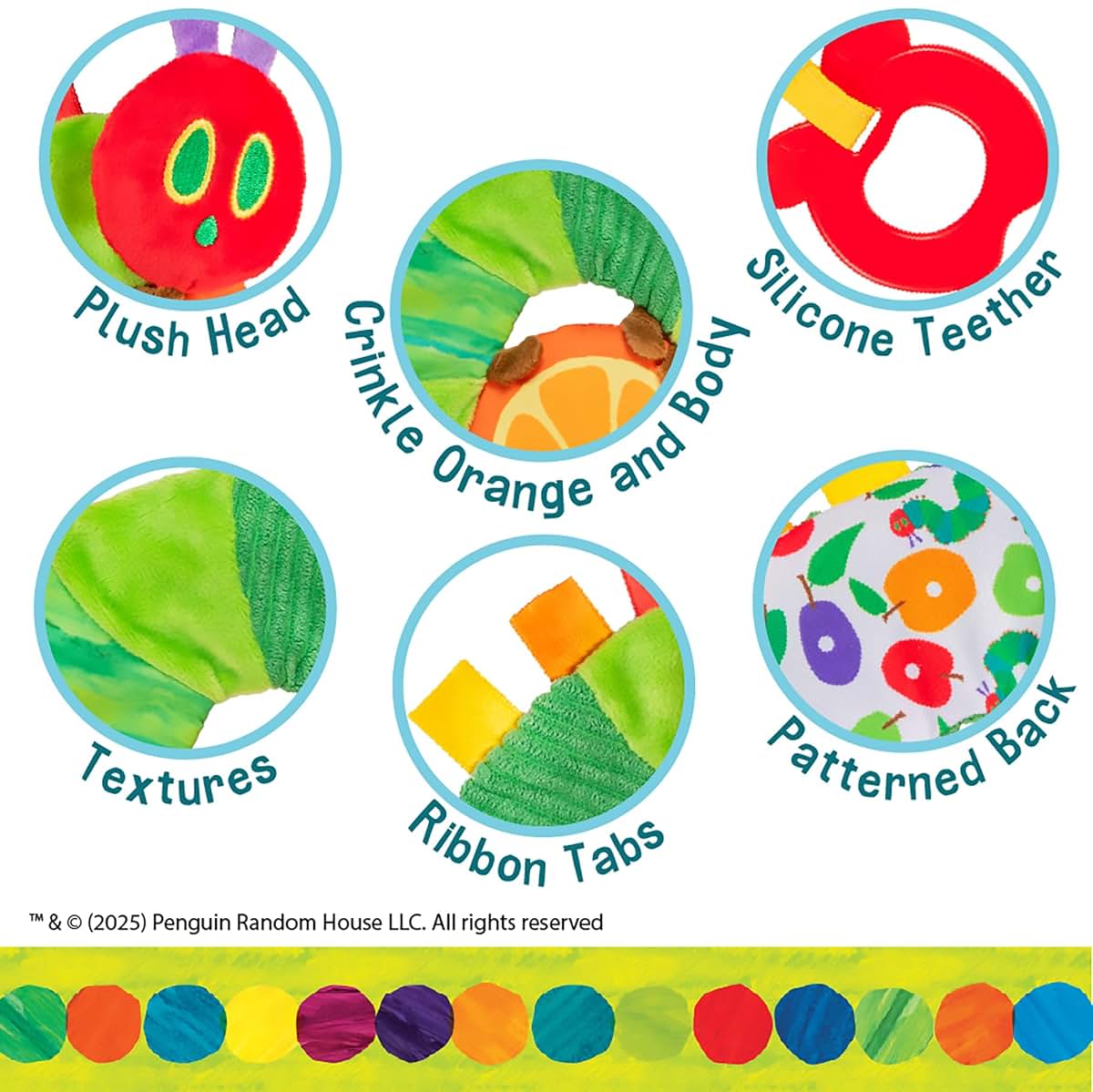Kids Preferred The Very Hungry Caterpillar Sensory Toy With Crinkle Orange Slice And Teether Ring (photo 2)