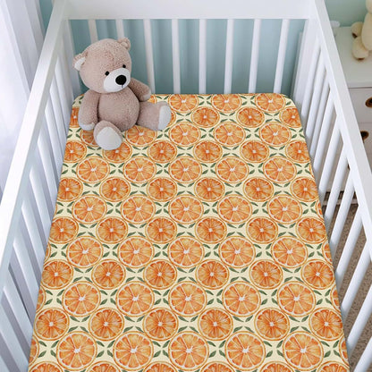 BabyOneStop Orange Tropical Fruit Crib Sheet for Standard Crib and Toddler Mattress, 52x28 Inch