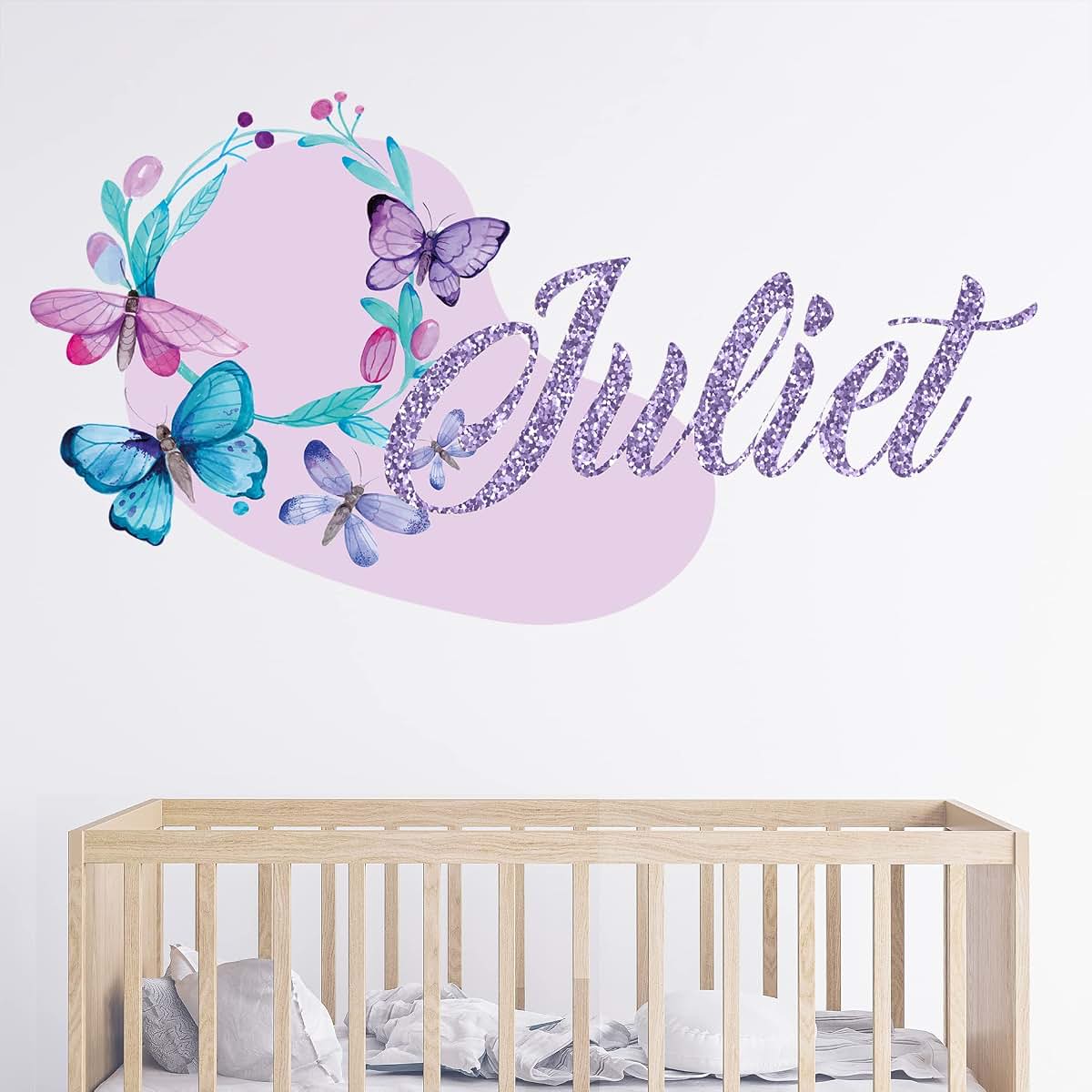 AdesiivoStudio Butterfly Name Wall Decals For Girls Bedroom Decor