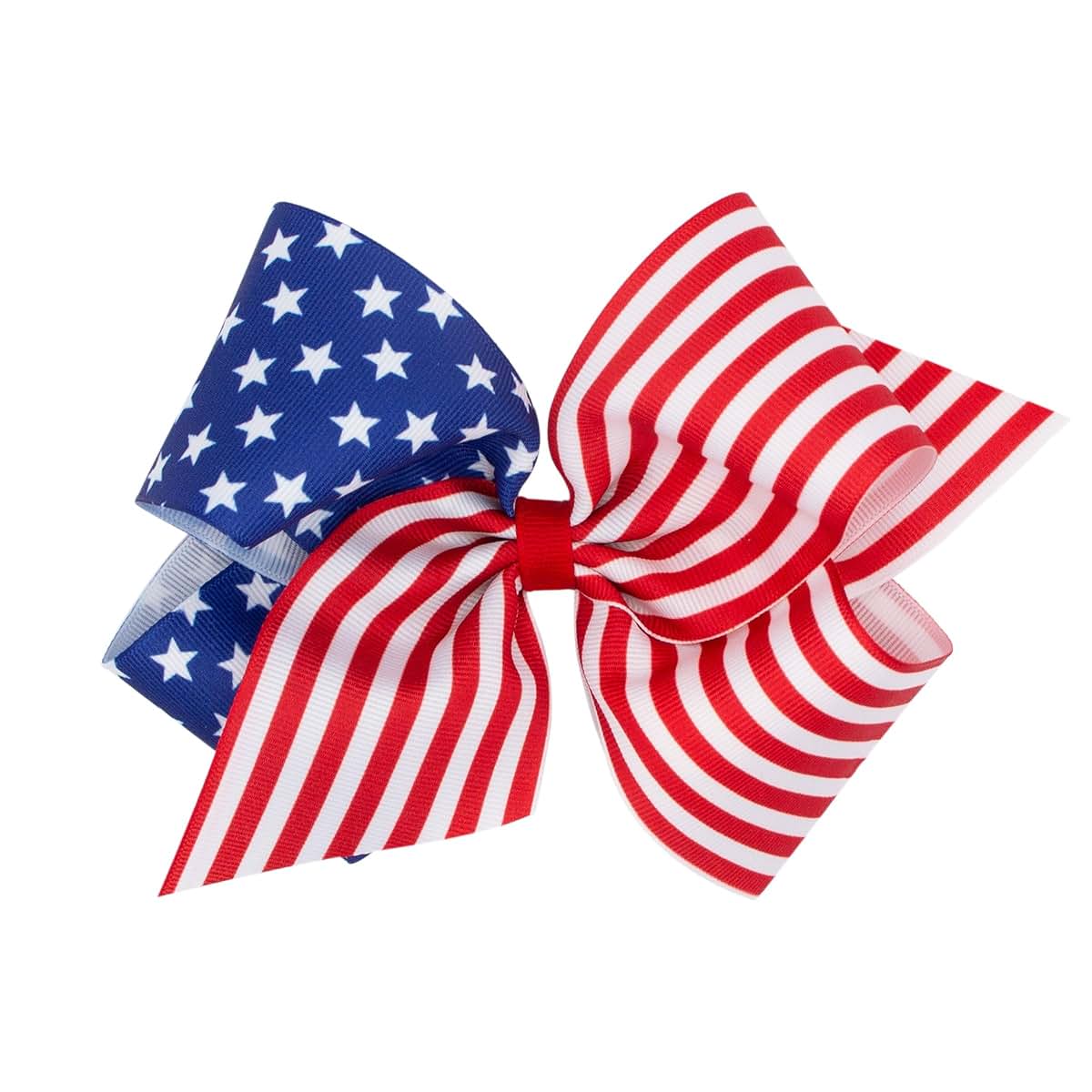 Wee Ones Girls Patriotic Stars and Stripes Print Grosgrain Hair Bow Royal Blue King