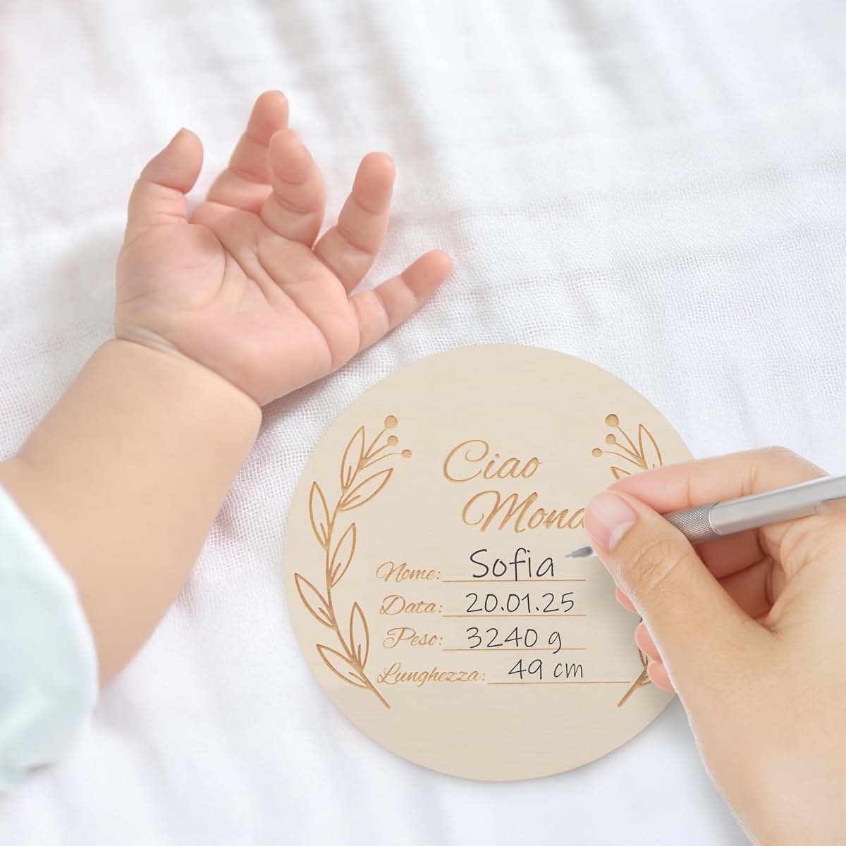 Wood You Buy Wooden Baby Milestone Cards, Monthly Milestone Discs, 14 pcs (photo 3)