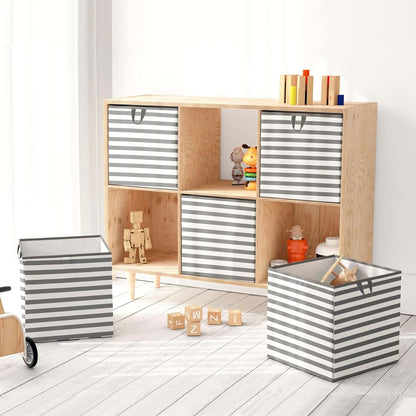 Bacati Pin Stripes Grey White Kids Storage Small Tote (photo 2)