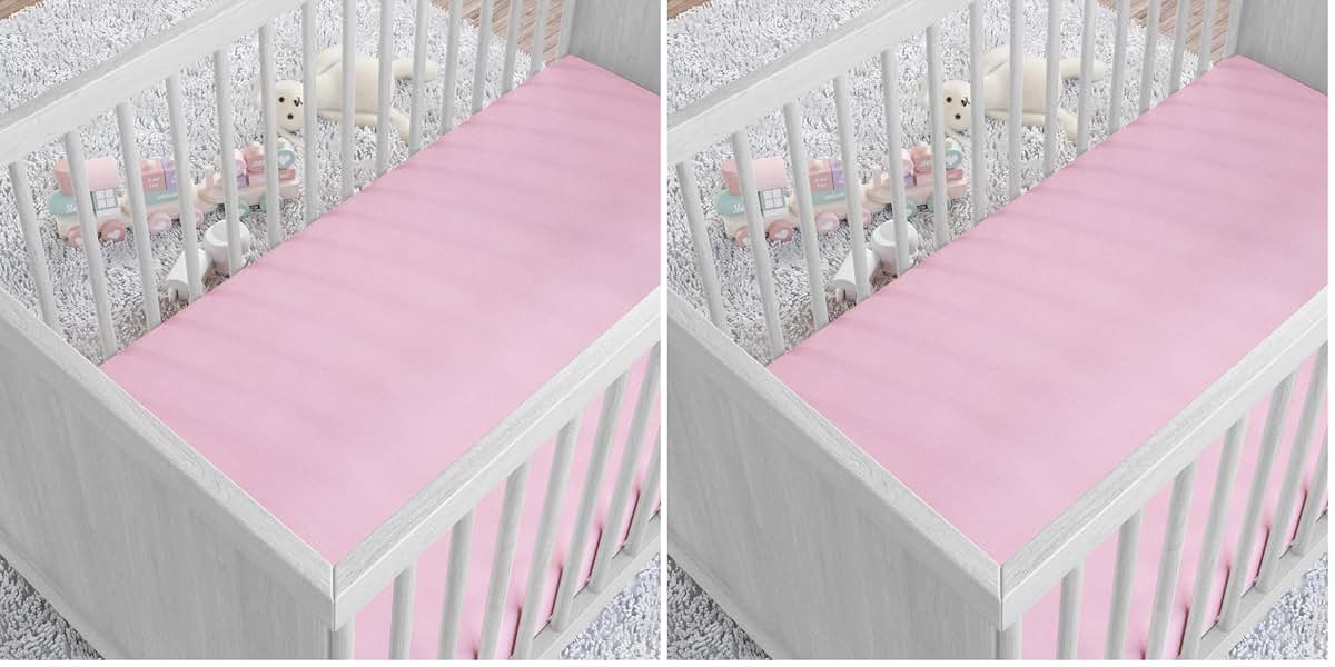 Amazon Basics Cotton Jersey Knit Fitted Crib Sheet, Pink (Pack of 2)