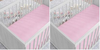 Amazon Basics Cotton Jersey Knit Fitted Crib Sheet, Pink (Pack of 2)