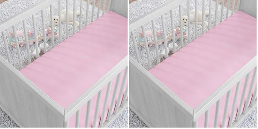 Amazon Basics Cotton Jersey Knit Fitted Crib Sheet, Pink (Pack of 2)