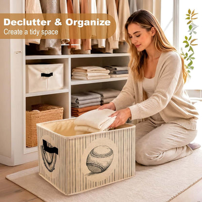 WPQTHIP Vintage Baseball Foldable Storage Basket