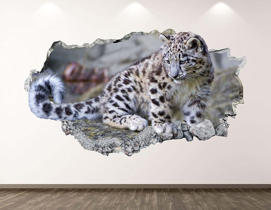 West Mountain Baby Leopard Wall Decal Art Decor 3D Smashed Animal Sticker Poster Kids Room Mural Custom Gift BL239