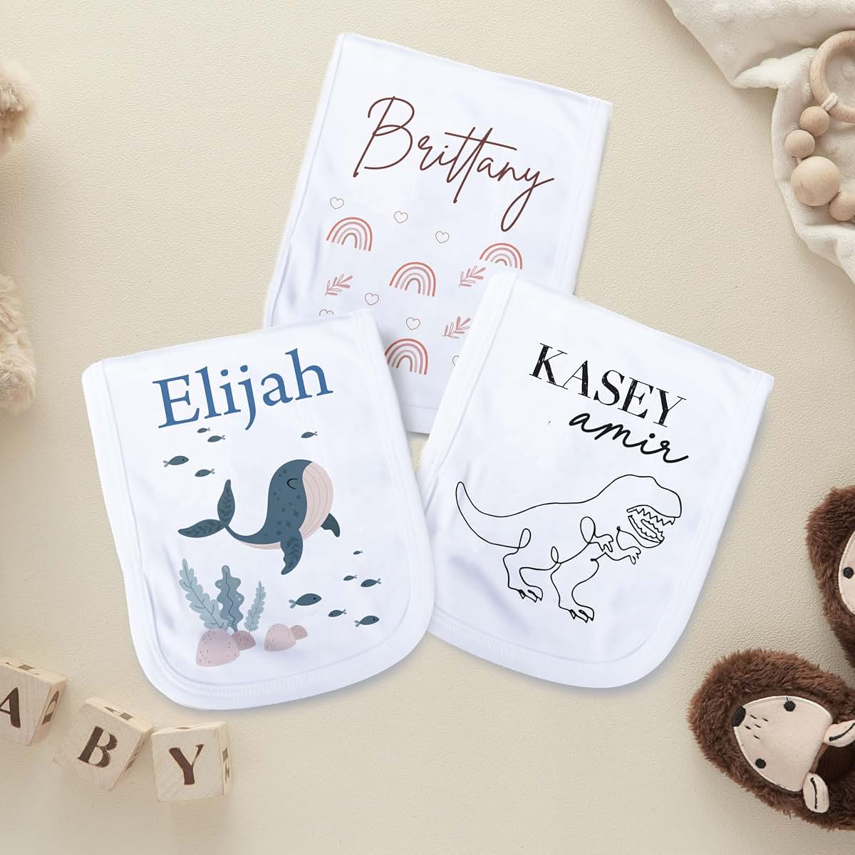 MYETCHEY Personalized Baby Burp Cloth - Unique for Boys & Girls- Burp Cloth for Boys or Girls Newborn Gift (photo 3)